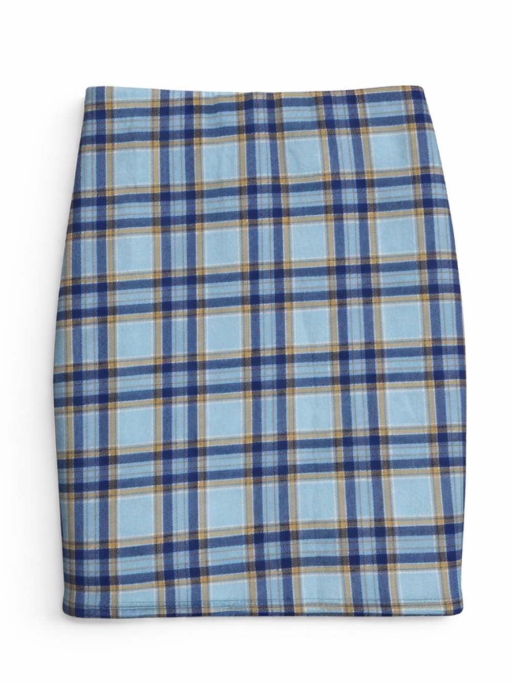 Boohoo Light and Navy Blue Plaid Midi Skirt